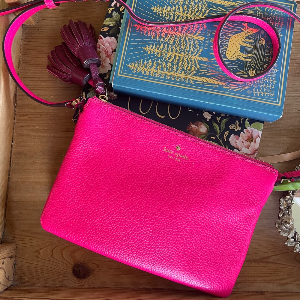 Kate Spade Bright Pink Crossbody Bag with Tassel Accents - Picture 3 of 16